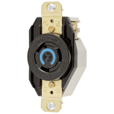 Hubbell Wiring Device-Kellems Locking Devices, Twist-Lock®, Industrial, Single Flush Receptacle, 20A 250V AC, 2-Pole 3-Wire Grounding, NEMA L6-20R, Ring terminal connection HBL2320RT